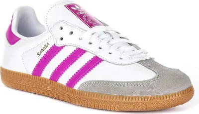 Zdjęcie produktu dla Adidas Samba OG J w kolorze biało-fioletowym dla juniorów - 3 UK - 35.5 EU - 3.5 US / White Purple