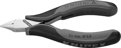 Produktbild von Knipex 77 72 115 ESD, Diagonale Zange, Stahl, Kunststoff, Schwarz, Grau, 115 mm, 69 g