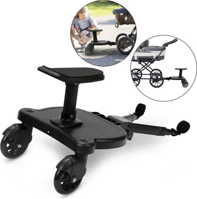 Produktbild von Buggy board Upgrade Universal Stehbrett Kiddy Trittbrett Kinderwagen Zubehör mit Sitz Schwarz