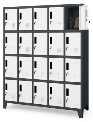Image de Armoire métallique avec compartiments, 1360 x 1720 x 450 mm, blanc anthracite