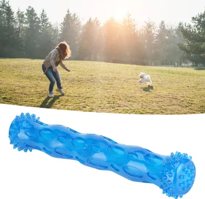 Image de Silicone, non toxique, sans goût, sûr, résistant aux morsures, jouet de nettoyage des molaires pour chiens et chats (bleu, L)