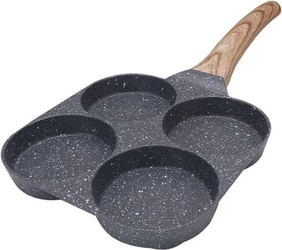 Produktbild von Unyqoos® Eierpfanne mit 4 Mulden – induktionsgeeignete, antihaftbeschichtete Aluminium-Frühstückspfanne mit , schwarz