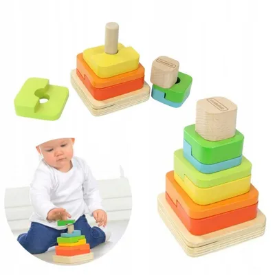 Obrázek produktu pro MASTERKIDZ Dřevěné puzzle Sorter Pyramida Mo