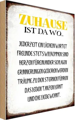 Produktbild von vianmo Holzschild 18x12 cm Zuhause ist da wo Liebe Herzen Spruch Zitat