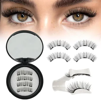 Produktbild von Magnetische Wimpern mit Applikator, natürlicher Look, ohne Kleber, wiederverwendbar, 3 Magnete