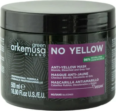 Produktbild von Arkemusa | Haarmaske Green No Yellow - 500 ml - Kühles Blond - Anti-Gelbstich - Violettpigmente
