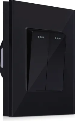 Produktbild von Navaris Wand Lichtschalter mit Glasrahmen zweifach - mit Montagematerial - Design Glas Wandschalter Kippschalter - Glasschalter Schalter in Schwarz