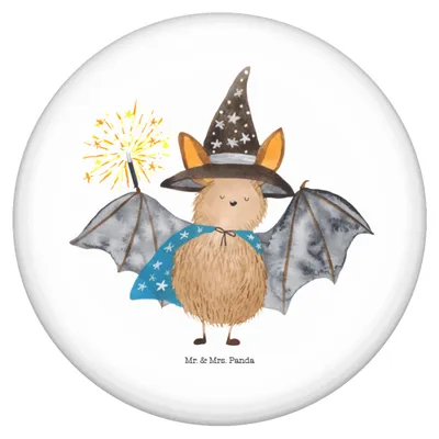 Produktbild von Mr. & Mrs. Panda Button Fledermaus Zauberer - Weiß - Geschenk, Ansteckschmuck, Fun-Button, Frauen, Badge, Pin, Reinsteigern, Lustige Sprüche, Fledermäuse, Plakette