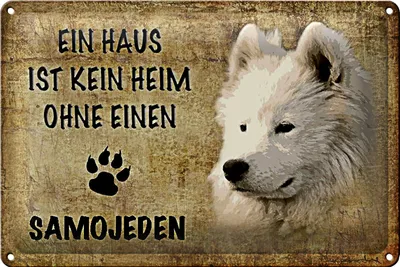 Produktbild von Blechschild Samojeden 30x20cm Haus kein Heim ohne