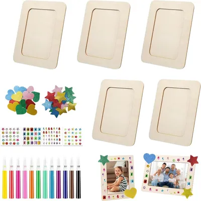 Produktbild von Holz Bilderrahmen 5 Stück, 20 x 15 cm, Bastelset, für kreative Kinder