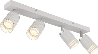 Produktbild von Globo Lighting Strahler Metall weiß matt, Aluminium weiß matt, Aluminium verchromt, LxBxH: 530x125x155mm, exkl. 4x GU10 25W 230V
