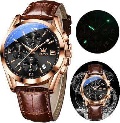Produktbild von OLEVS Herren Chronograph Quarzuhr, Leuchtende Uhr für Männer, Elegantes Design, Modische Freizeitarmbanduhr, Hochwertiges Edelstahlgehäuse, Präzise