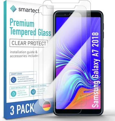 Produktbild von 3x Schutzglas Panzerfolie Klar für Samsung Galaxy A7 2018 Displayschutz Hartglas