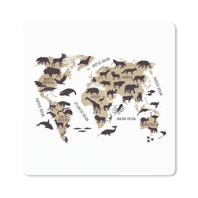 Produktbild von MuchoWow® Mauspad Mousepad Weltkarte Kinder - Braun - Weiß 20x20 cm - Mousepads - Maus Mat - Pad - Mausunterlage - Desk Mat - Bureauartikeln
