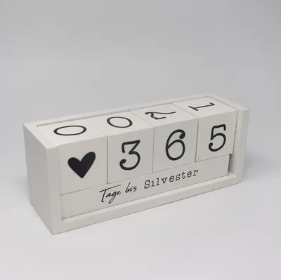 Produktbild von Jahres Countdown Kalender Holz-Tischkalender, Tagezähler