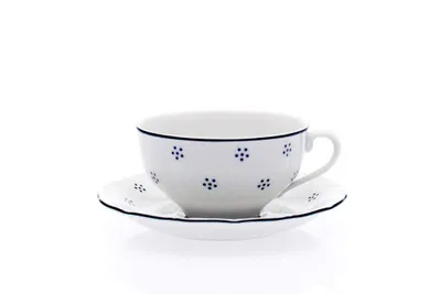 Obrázok produktu pre Šálka a podšálka na čaj, český porcelán, Verona, 250 ml, modrá valbela, G. Benedikt