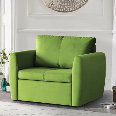 Produktbild von Relaxsessel KAMEL, Grün, Loungesessel mit Bettfunktion, Bettkasten, Samtstoff