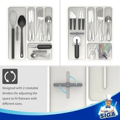 Immagine prodotto di Organizer regolabile per cassetti, bianco, profondità 47 cm