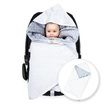Produktbild von Amilian Baby Einschlagdecke, Babydecke mit Kapuze, universal für Babyschale, Autositz, Buggy Kinderwagen ca. 90x90 cm, Baby Car Seat Blanket