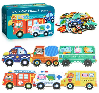 Obrázok produktu pre Sada puzzle s motívom dopravy pre deti, obsahuje 6 obrázkov