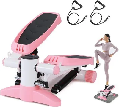Produktbild von Famanu Mini Stepper für Zuhause - Multifunktionale Cardio Trainer mit LCD-Display und Widerstandsbändern