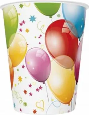 Obrázek produktu pro Balónkový pohár narozeninová oslava balónky 250 ml 8 kusů