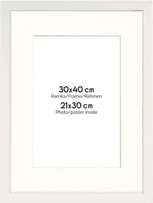 Produktbild von FRAMAI® Bilderrahmen 30 x 40 cm in Weiß – mit Passepartout – MDF Holzrahmen, bruchsicheres Plexi, umweltfreundlich, mit Aufhängung & Ständer – Hochformat & Querformat