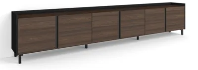 Produktbild von TV-Möbel Holzeffekt dunkler eiche und schwarz 309x35x61cm mit Beinen