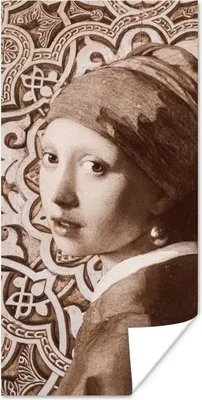 Produktbild von MuchoWow® Poster Das Mädchen mit dem Perlenohrring - Vermeer - Schnittmuster 20x40 cm - Plakat - Foto