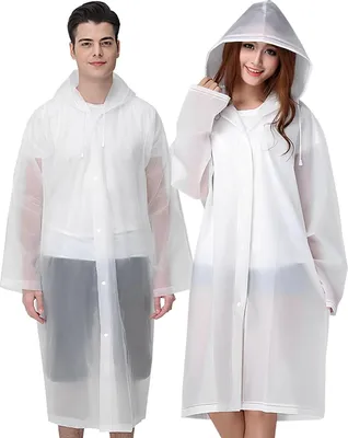 Produktbild von Regenponchos für Erwachsene, wiederverwendbar, 2 Stück Notfall-Regenmäntel für Damen und Herren mit Kapuze und Kordelzug
