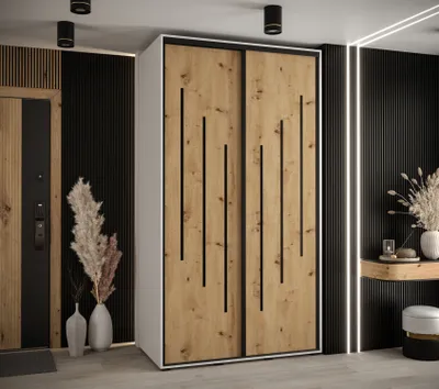 Obrázok produktu pre Šatníková skriňa YVONA 8 - 140/60 cm, biela / dub artisan / čierna