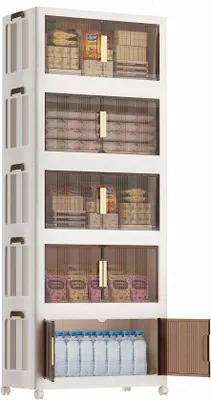 Obrázek produktu pro Skládací úložné boxy, 5 kusů, s kolečky, pro domácnost
