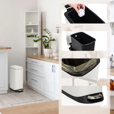 Obrázok produktu pre hjh OFFICE odpadkový kôš 20 litrov CLEAN SLIM odpadkový kôš na triedenie odpadu obdĺžnikový pre kuchyňu, kanceláriu so stupienkom 56,0 x 34,0 x 22,0 cm