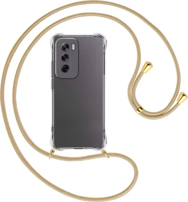 Produktbild von Handykette Backcover-Schutzhülle mit Band (Metall goldfarben) für OPPO Reno 12 5G - caramel