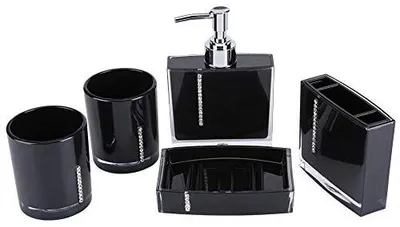Produktbild von Omgoods – 5-teiliges Badezimmer-Accessoireset mit Seifenspender und Zahnbürstenhalter