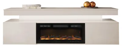 Produktbild von MIRJAN24 TV-Lowboard EF 2D Glossa mit Kamin, Realistische LED-Flamme, TV-Schrank, Wohnzimmer RTV (Farbe: Wüstensand)