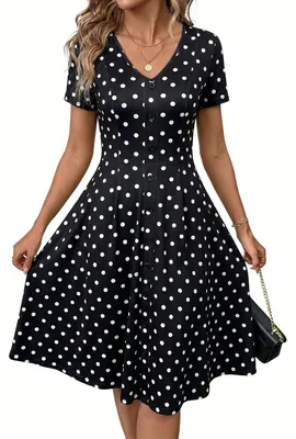 Productafbeelding van Currero Jurk met Polkadots Zwarte Stip M