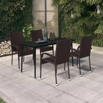Image de The Living Store Ensemble de jardin 5 pièces brun et noir