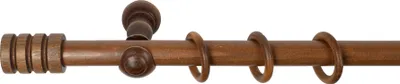 Produktbild von SN Deco - Stilgarnitur Gardinenstange Vorhangstange Pisa, Holz, Klassikträger offen, 28 mm, 1-Lauf, Komplettset mit Ringen, Farbe Walnuss, 480 cm (3x160 cm)