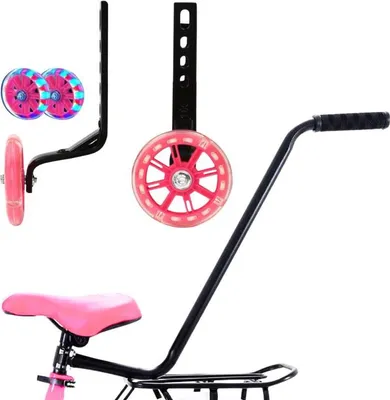 Image de Roues latérales pour vélo, poignée d'appui LED, instructions pour apprendre à faire du vélo