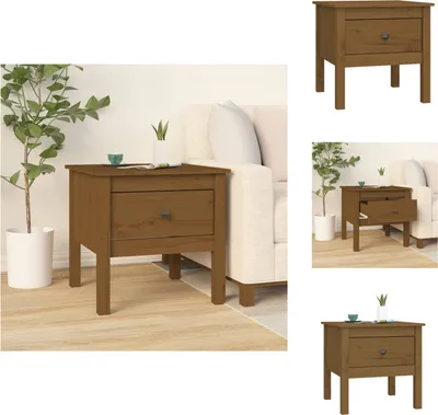 Produktbild von vidaXL Beistelltisch Honigbraun 50x50x49 cm Massivholz Kiefer -  Beistelltische