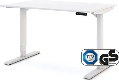 Produktbild von ASSMANN Elektrisch höhenverstellbarer Schreibtisch Y-Line Weiß, 120x80cm, Memoryfunktion, Kollisionsschutz, 2-fach-Motorik