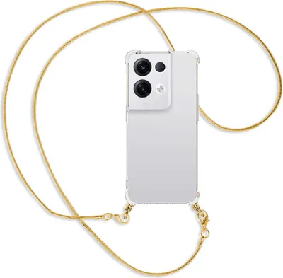 Produktbild von Handykette Backcover-Schutzhülle mit Band (Metall goldfarben) für Oppo Reno8 Pro 5G (6.62'') - goldfarbene Snake-Kette