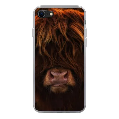 Produktbild von MuchoWow® Handyhülle Schutzhülle Hülle für iPhone SE 2020 Schottischer Highlander - Kuh - Schwarz - Porträt Silikon Softcase Handy Hülle - Kartenbesitzer