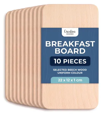 Obrázek produktu pro Creative Home Sada 10 světlých dřevěných snídaňových prkénků | 22 x 12 cm