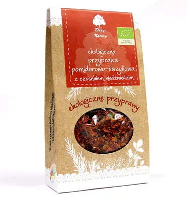 Zdjęcie produktu dla PRZYPRAWA POMIDOROWO - BAZYLIOWA Z CZOSNKIEM NIEDŹWIEDZIM40 g - DARY NATURY