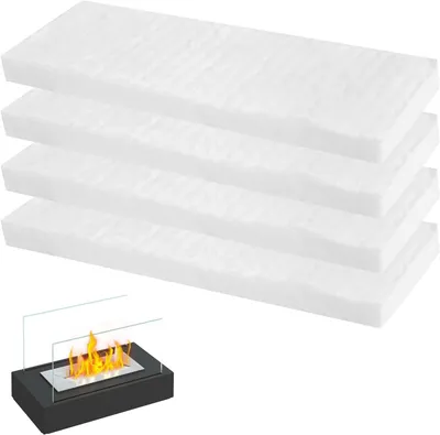 Produktbild von Keramikwolle für Bioethanol Kamin, 4 Stück, 30 x 10 x 2 cm, für Bioethanol Brenner