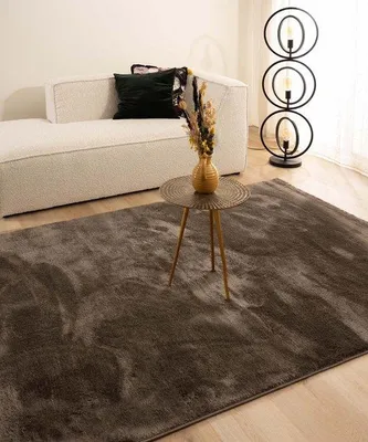 Produktbild von Unyqoos® Velours-Teppich Flair – Taupe, 160 x 230 cm | Polypropylen Soft-Touch, 20 mm Flor, 2600 g/m²