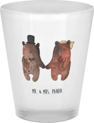 Produktbild von Mr. & Mrs. Panda Stamper Bär Heirat - Transparent - Geschenk, Shot Glas, Likörglas, Schnapsglas, Stamperl, Verheiratet Heirate Hochzeit Hochzeitsgeschenk Hochzeitspaar
