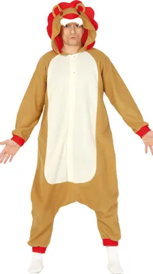 Produktbild von Tier Kigurumi Jumpsuit Kapuze Rot Braun Karneval Kostüm Erwachsenenspiel Humor Einteiler Tierwelt Comic Abenteuer Spaß Tolle Party Idee Behaglichkeit, Größe: 52 - 54 (L) Farbe: Braun